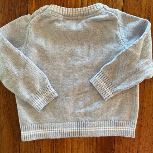 Janie and Jack Light Blue Sweater with Bunny Design Cotton Crewneck / 6-12 month - Picture 7 of 8